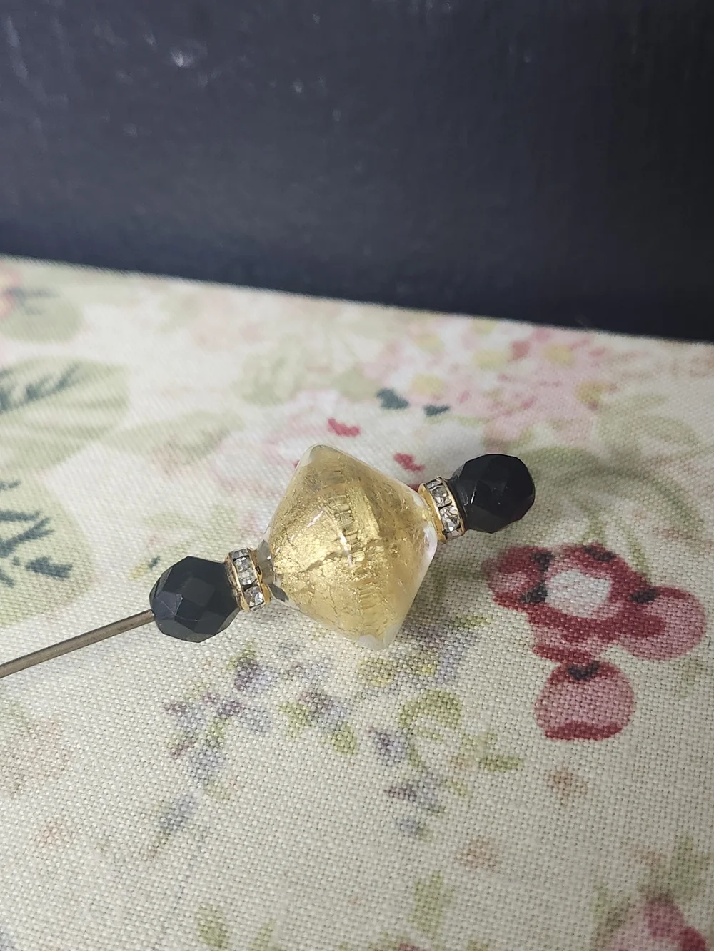 Gold and Black Decorative Hat Pin - Women Accessories 4.5
